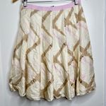 Gap 100% silk pleated skirt Women’s size 4 Geometric Print Lined Light Pink Tan Photo 5