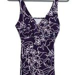 Aqua Green Purple Print Swim Tankini Top Size Medium Purple Floral Tankini Top Photo 0