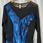 Bebe  NWT Sexy Black/Blue Sequins Mesh Long Sleeve Dress **Size L**🔥🔥 Photo 2