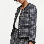 J.Crew Lady Jacket Blazer Metallic Houndstooth Blue/Black Size 4 Quiet Luxury Photo 2