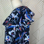 Tanya Taylor One Shoulder Floral Orla Top in Blue Size 6 Photo 7