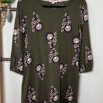 Boden Olive Green Floral Print Three Quarter Sleeve Tunic Dress Size 10P Photo 0