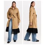 Sea NY Maeve Eyelet Long Sleeve Trench Coat Size XL Tan Photo 15