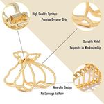 Medium Claw Clips for Thick Hair Metal Gold & Leopard Non Slip Pearl Jaw Clamps Photo 2
