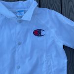 Champion  Size Small Cropped Coaches Jacket Windbreakereaker White with Logo Photo 5