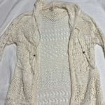 it's our time Medium crochet hoodie coverup cardigan sweater cream off white ivory Photo 1