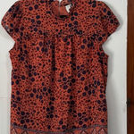 Joie ‎ Rust Orange Floral Cap Sleeve Blouse Size Large Photo 0