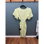 Lulus  Pale Yellow Cutout Tie Front Midi Dress Puff Sleeve XS Photo 1