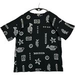 Vintageā Women's Tropical Print Black T Shirt Oversized Crew Neck Beach One Size Size undefined Photo 4