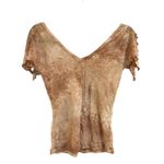 Wet Seal VTG Y2K Tie Dye Burnout Sheer Split Short Sleeve Ruffle Trim Top Shirt Photo 1