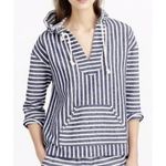 J.Crew  Baja Striped 3/4 Sleeve Hoodie Blue White Small Photo 0