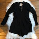 Front CutOut Lace Long Sleeve Romper Black Photo 3