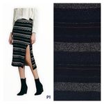 NWT House of Harlow 1960 x Revolve Striped Metallic Knit Ribbed Bodycon Skirt Black Size M Photo 1
