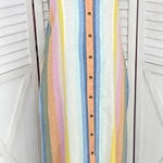 Billabong ‎ Lucky Us Striped Sleeveless Midi Dress Pastel Multi Large Photo 0