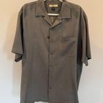 Tommy Bahama  Paradise Open Golf Shirt Gray Silk Aloha Camp Style Size M Photo 0
