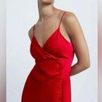 ZARA NEW Womens Red Silk Satin Sleeveless Cami Camisole Slip Midi Dress Size S Photo 1