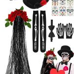 Toulite 16 pcs Halloween day of the dead costumes set for woman&men for cosplay Black Photo 1