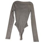 LA Luxe Rib Knit Long Sleeve Bodysuit Gray Beige Size L Brown Size L Photo 1