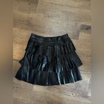 Lulus  Bold Charm Black Vegan Leather Pleated Tiered Mini Skirt Photo 4