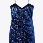 ZARA  Sparkly Blue Draped Spaghetti Strap Mini Dress Size small Blogger Photo 8