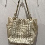 Coach - North South Metallic Woven Leather Gold‎ Leather Shoulder Bag Tote F17099 Photo 2