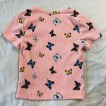 Wild Fable  Women's XS Baby Tee Pink Butterfly Pattern Short Sleeve Photo 1