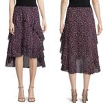 Joie  Brigida Silk Black and Red High Low Ruffle Skirt Photo 14