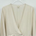 Silence + Noise Anthropologie  cream surplice balloon sleeve cropped blouse Photo 1