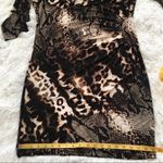 MILANO snake skin print pattern long sleeve Sheath dress brown/black size Large Photo 9