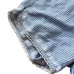 Talbots Women's Plus 1X Blue Pinstripe Shorts Embroidered Trim Linen Blend Photo 2