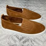 Minnetonka  Women's Gabi Suede Round Toe Slip-Ons in Brown Photo 3