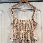 Sienna Sky  Ivory Floral Lace Up Tank‎ Top Size XL Photo 1