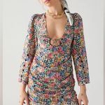 For Love & Lemons  June Mushroom Dress NWT XS Retro Keyhole Mini Multicolor Flora Photo 0