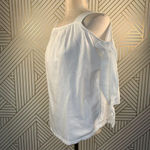 Madewell Cold Shoulder Top in White Wash Photo 4