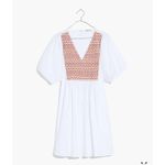 Madewell  Embroidered Poplin Mini Dress Puff Sleeve V neck‎ Size XS NWOT Photo 2