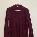 MATTY M Chenille Cardigan Burgundy Maroon Red Ribbed Chunky Knit Long Sweater S Photo 3