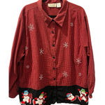Vintage Lemon Grass Christmas Button Down Size 26 Snowmen Shirt Long Sleeve Red Photo 0