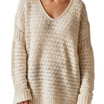 Free People Crashing Waves Knit Pullover Sweater Cream Size Large NWT Photo 0