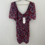 ZARA  Floral Printed Ruched Mini Dress Photo 4
