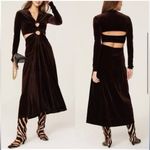 ALC Frank A.L.C Maeve Women's Draped Velvet‎ Dress With Cut Out Details in Brown Java 12 Photo 3