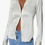 We Wore What NWOT  Traditional Satin Button Down Photo 0