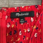 Madewell  Wide Leg Shirred Back Ruched Bodice Spaghetti Strap Jumpsuit Cherry Red Photo 5