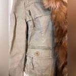 BCBGMAXAZRIA  women’s cargo jean jacket with fox fur Photo 14