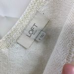 Loft women's cream gold metallic thick knit v-neck sweater tank top stretch S Photo 3