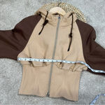 LIT Activewear Rebounce Corset Jacket Hoodie Full Zip in Brown Tan Size S Photo 12
