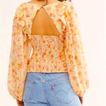 Free People Mabel Printed Blouse floral long Sleeve Boho Top Photo 3
