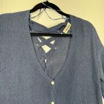 Alythea  Women's Navy Blue Knit Cardigan Sweater Full Lace-Up Braid Back Size S/M Photo 1