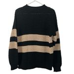 Knot Sisters  Stripe Open Knit Black & Cream Sweater (Size Small) Photo 2