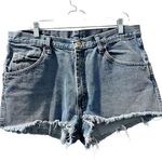 Wrangler Cutoff Denim Jeans Shorts Size 35" Waist Med Wash Full Zip Pocket Blue Photo 0