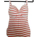 Seafolly Coast to Coast Tankini Top Striped Nectarine Orange White US 6 New Photo 0